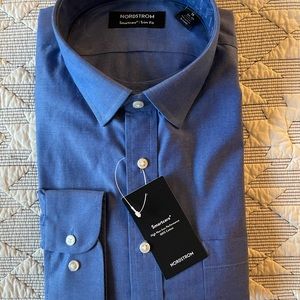 3 Nordstrom Trim Fit Smartcare 16 34/35 Dress Shirts, 2 NWT, 1 Worn Once